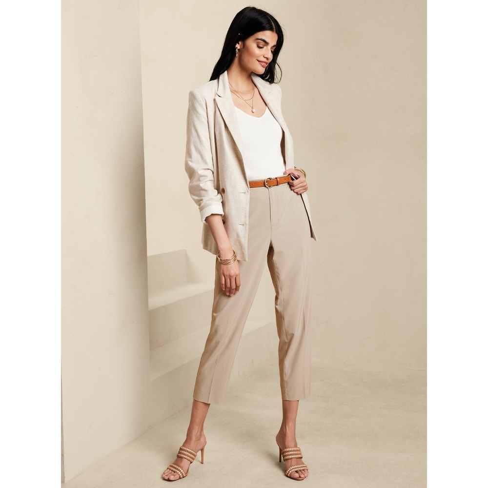 Banana Republic Airstretch Taper Pant Women's Large Beechwood High Rise NWT $68